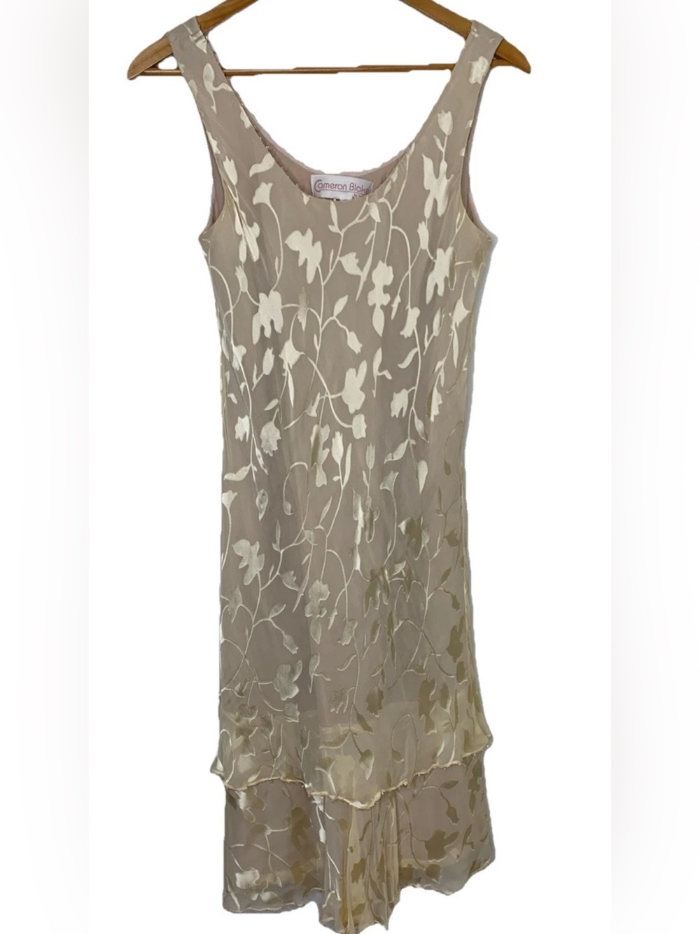 Cameron Blake 100% Silk Dress Sleeveless Hollywood Glam Wedding Fairy  Sz 12